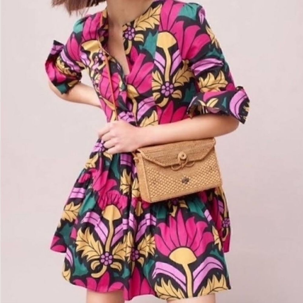 J. Crew Ratti Grandi Tiered Pop Over Dress Beatrice Floral Multi color Size 2